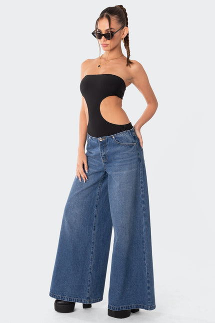 Vivie Ribbed Cut Out Bodysuit