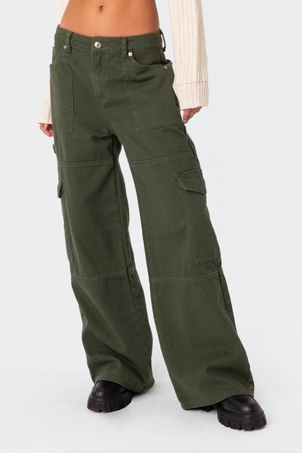 Ember Denim Cargo Pants - Olive