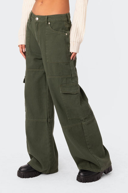 Ember Denim Cargo Pants - Olive