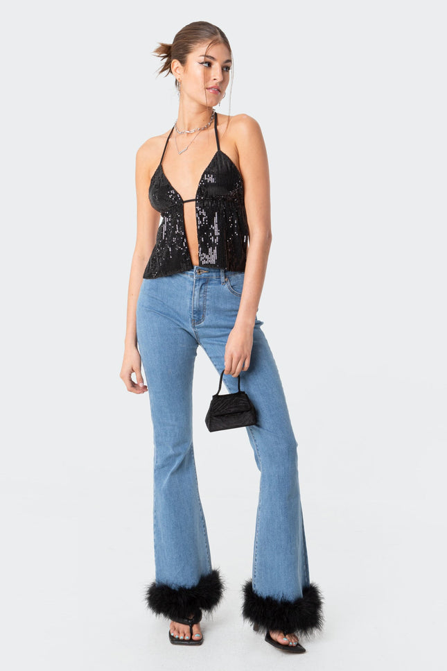 Estelle Open-Back Sequin Top