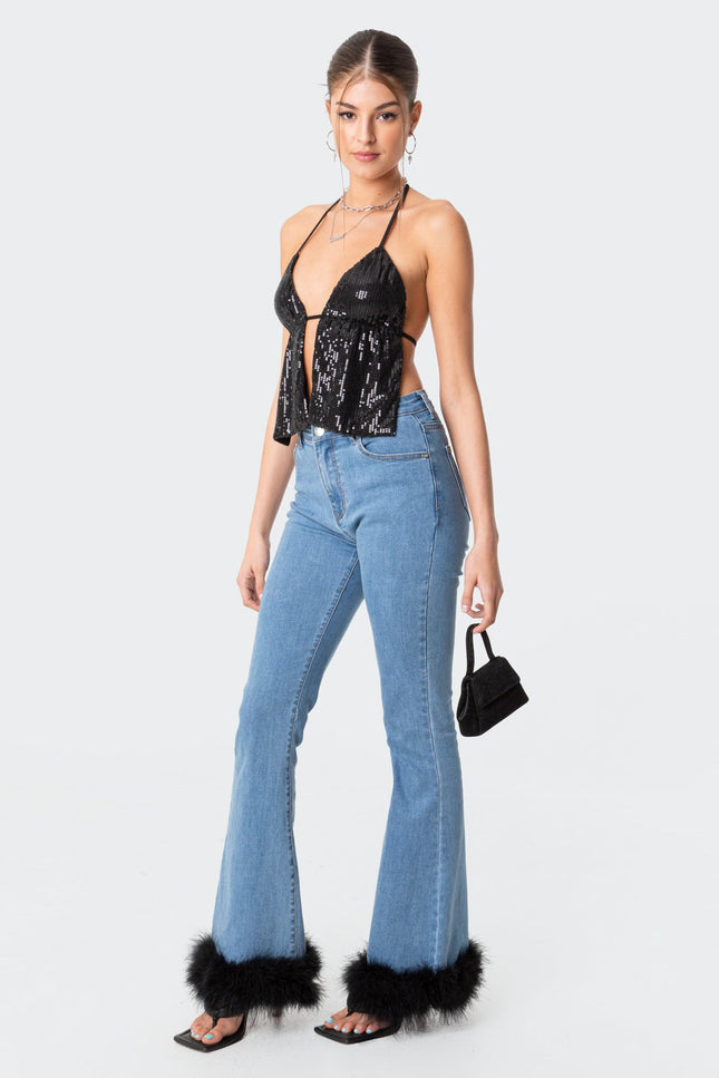 Estelle Open-Back Sequin Top