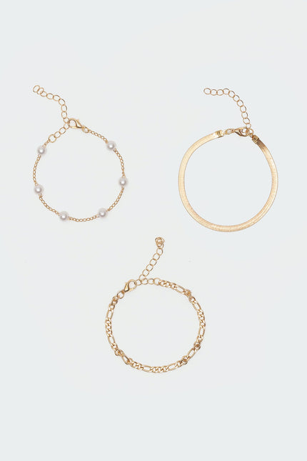 Mixed Chain Bracelets - Gold