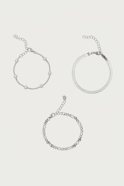Mixed Chain Bracelets - Silver
