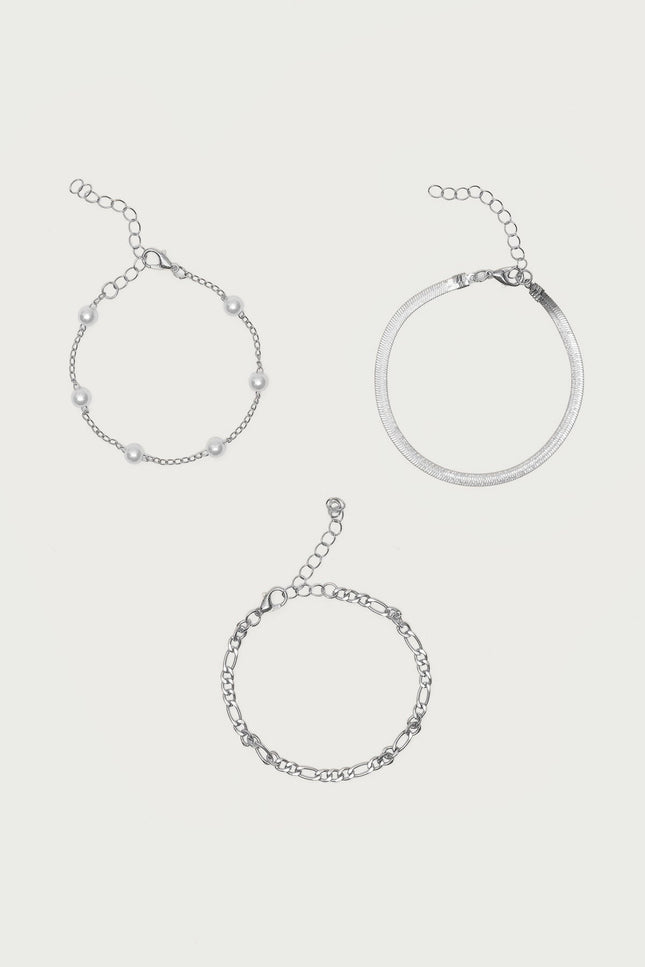 Mixed Chain Bracelets - Silver