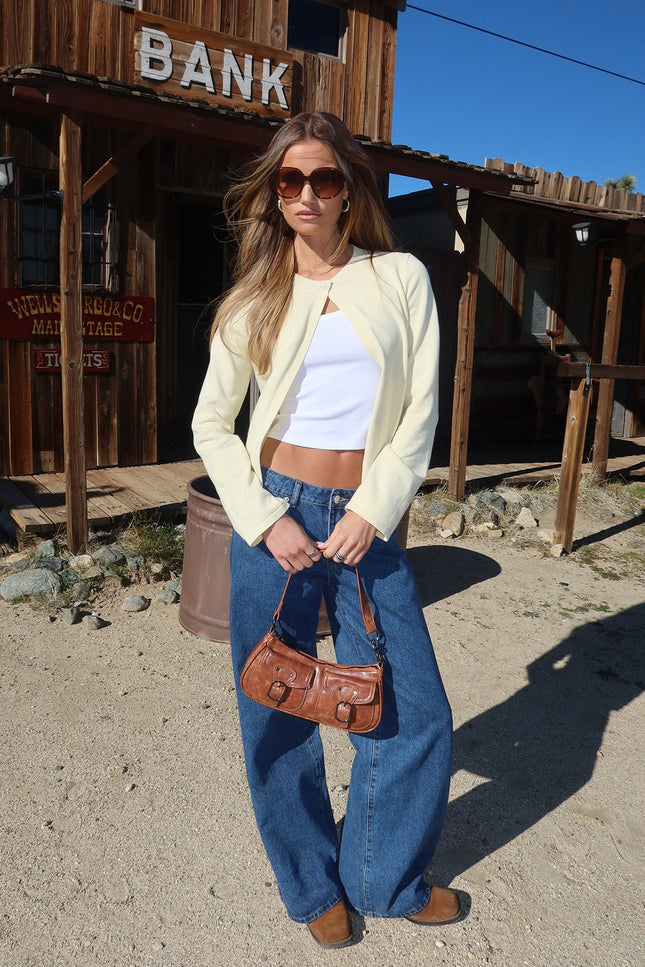 Jenie Split Front Knit Cardigan - Yellow