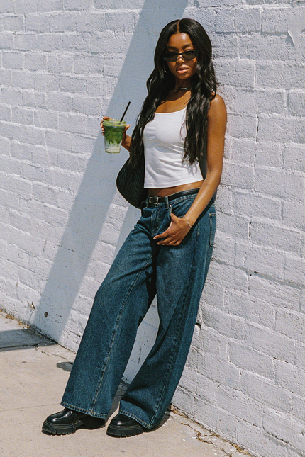 Raelynn Washed Low Rise Baggy Jeans - Twilight Blue