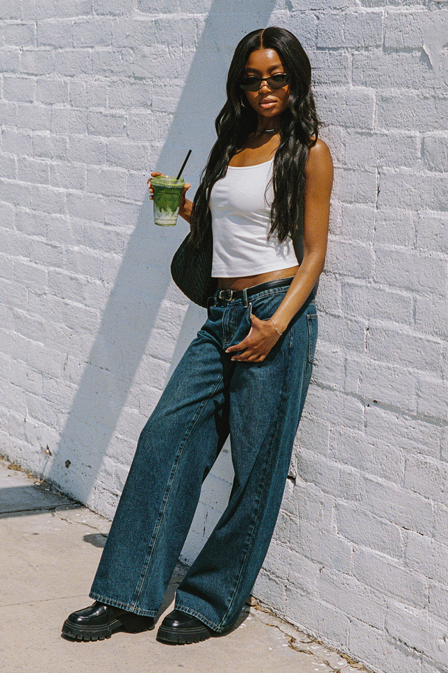 Raelynn Washed Low Rise Baggy Jeans - Twilight Blue
