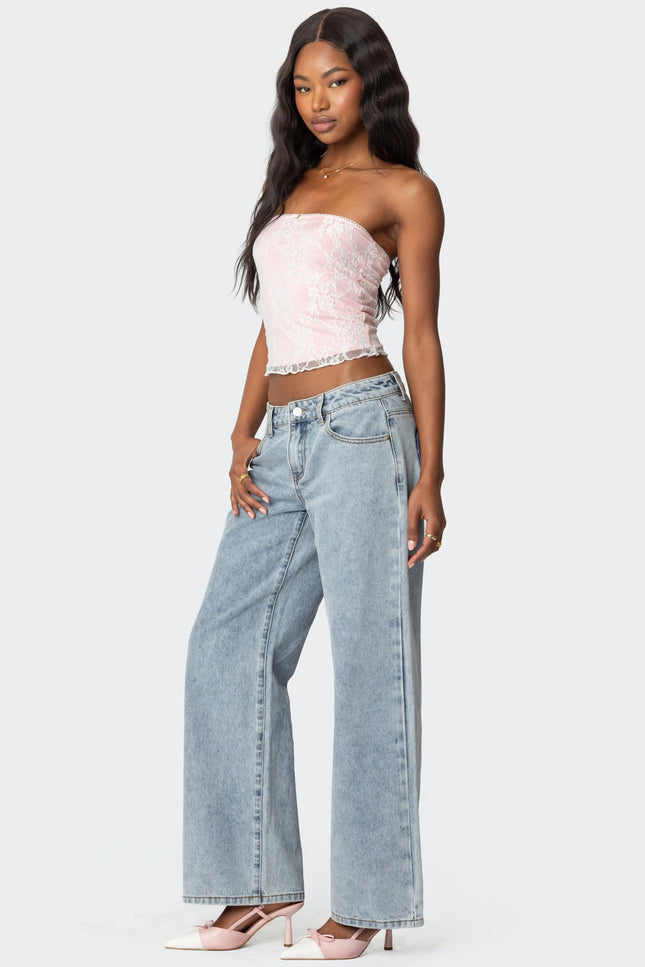 Allison Lace Tube Top - White And Pink