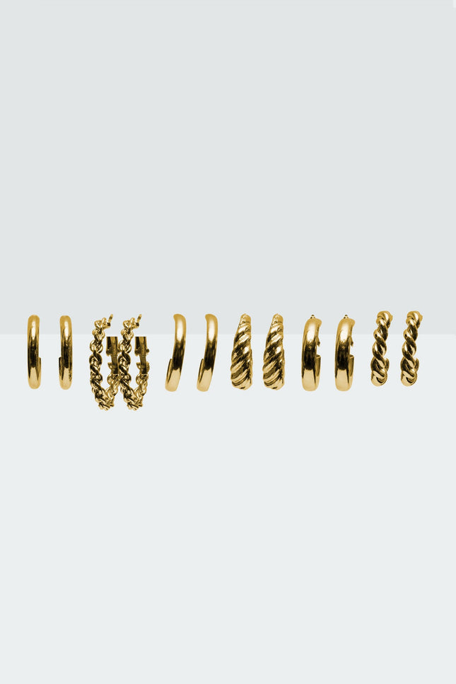 Hoop Earrings Pack - Gold