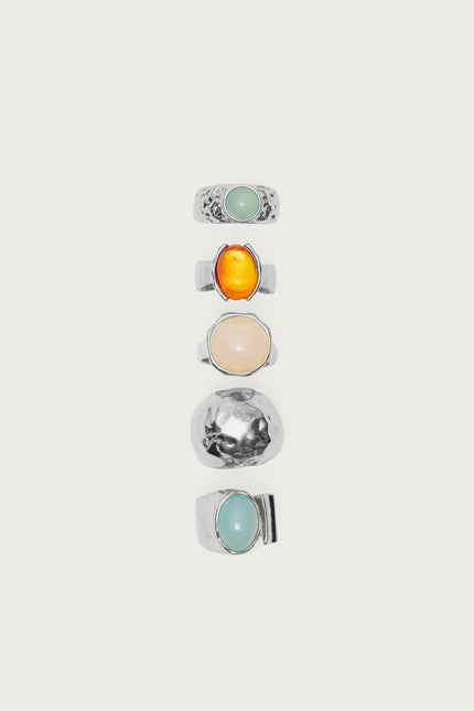 Assorted Gemstone Ring Pack - Silver