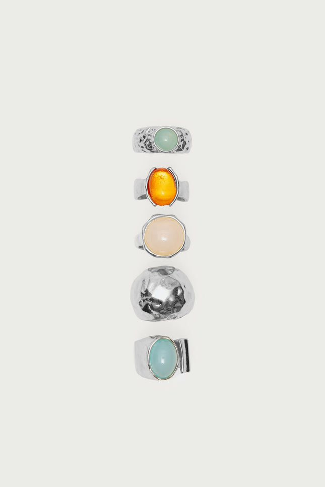 Assorted Gemstone Ring Pack - Silver