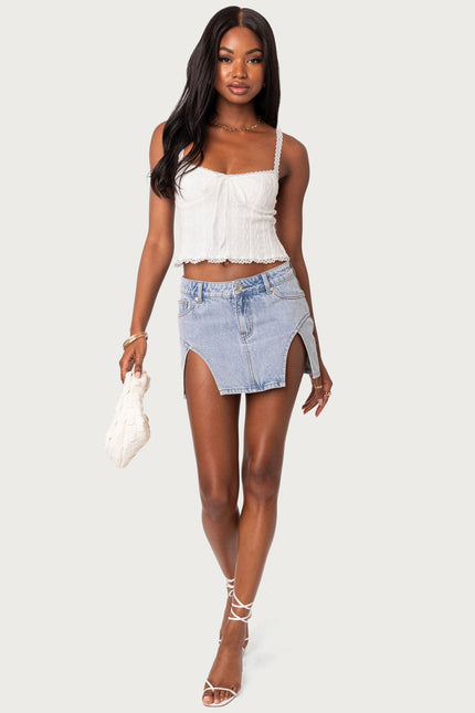 Lacey Knit Tank Top - White