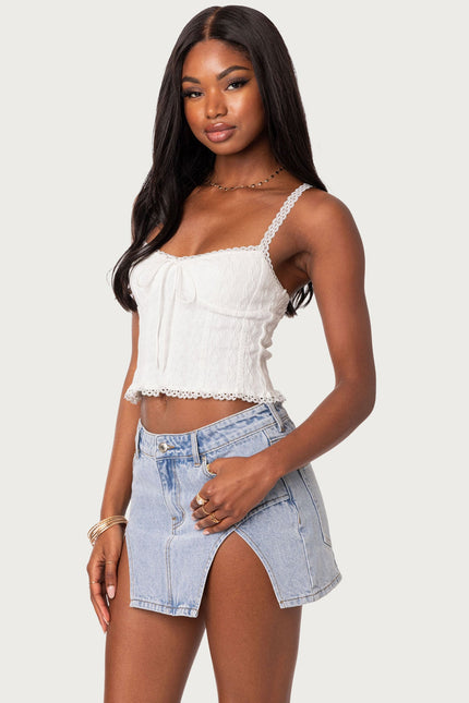 Lacey Knit Tank Top - White