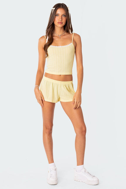 Irene Low Rise Pointelle Micro Shorts - Yellow