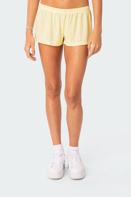 Irene Low Rise Pointelle Micro Shorts - Yellow