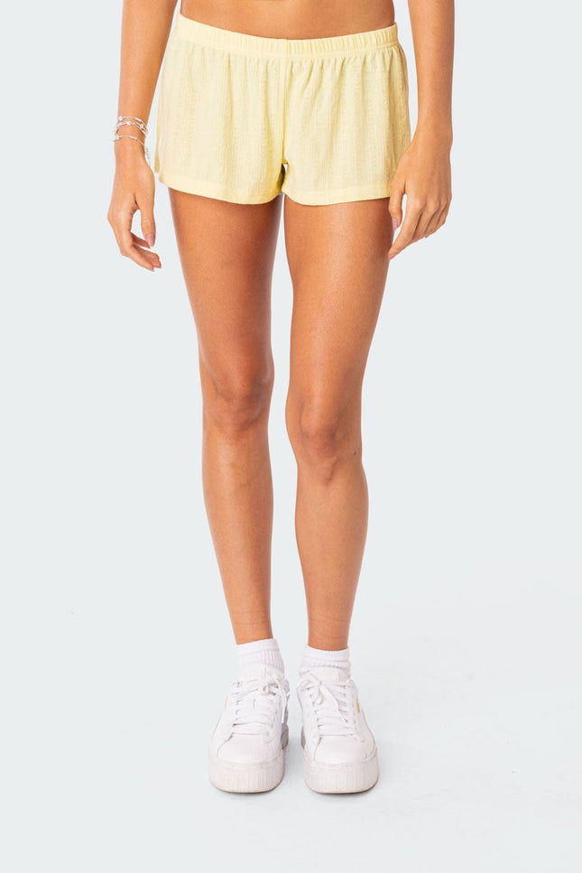 Irene Low Rise Pointelle Micro Shorts - Yellow