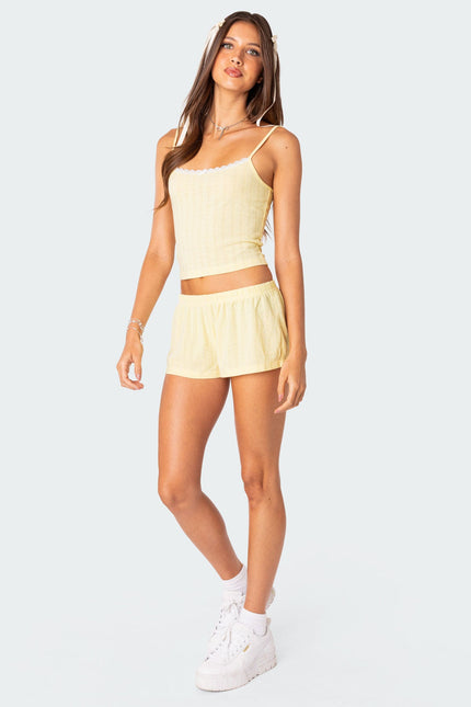 Irene Low Rise Pointelle Micro Shorts - Yellow