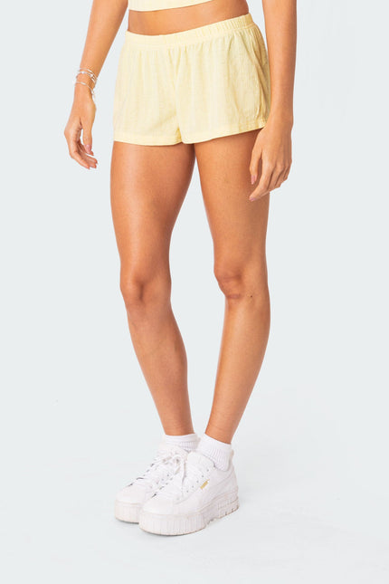 Irene Low Rise Pointelle Micro Shorts - Yellow