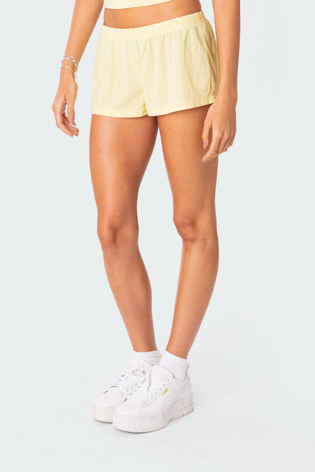 Irene Low Rise Pointelle Micro Shorts - Yellow