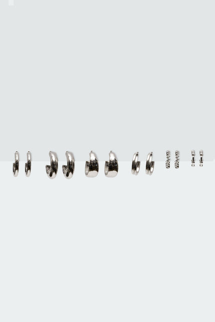 Mini Hoop Earrings Pack - Silver