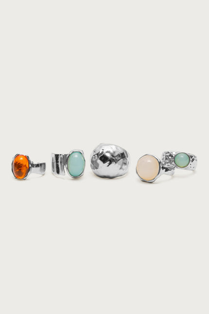 Assorted Gemstone Ring Pack - Silver