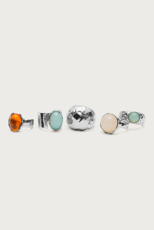 Assorted Gemstone Ring Pack - Silver