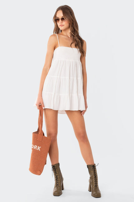Ivory Oversized Mini Dress - White