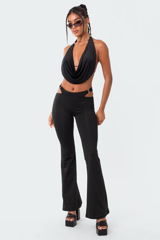 Monique Cropped Open-Back Top - Black