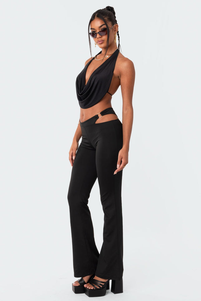 Monique Cropped Open-Back Top - Black