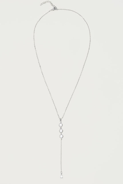 Rhinestone Cascading Necklace - Silver