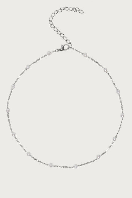 Spaced Out Pearly Necklace - Silver