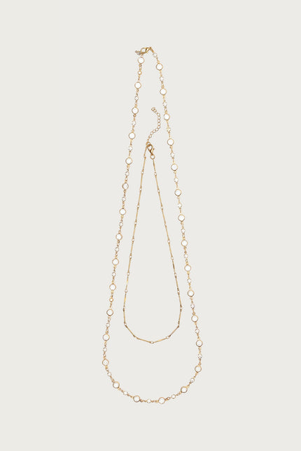 Faux Crystal Cascading Necklace Set - Gold