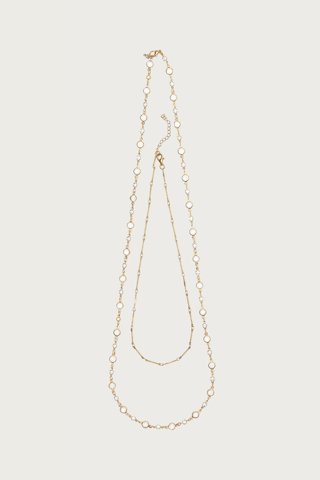 Faux Crystal Cascading Necklace Set - Gold