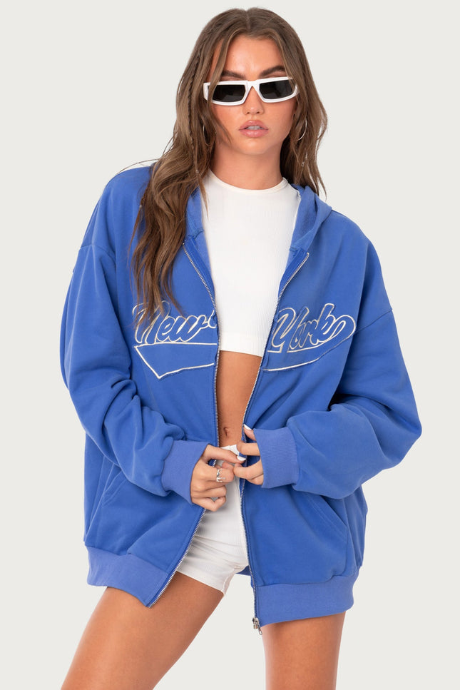 New York Oversized Hoodie - Blue