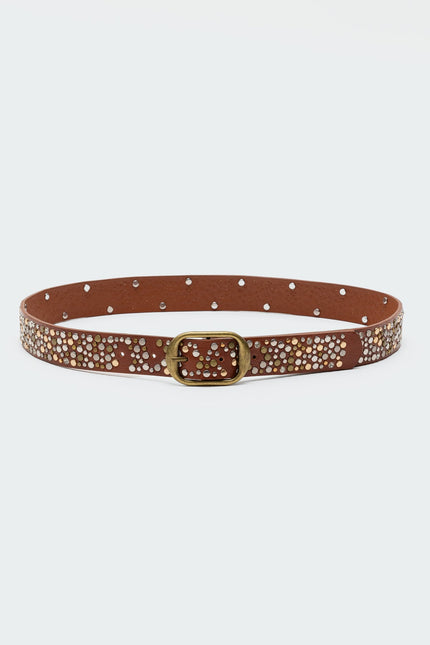 Zinia Studded Faux Leather Belt - Brown