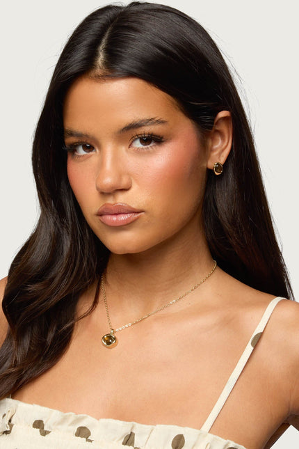 Abstract Oval Pendant Necklace & Earring Set