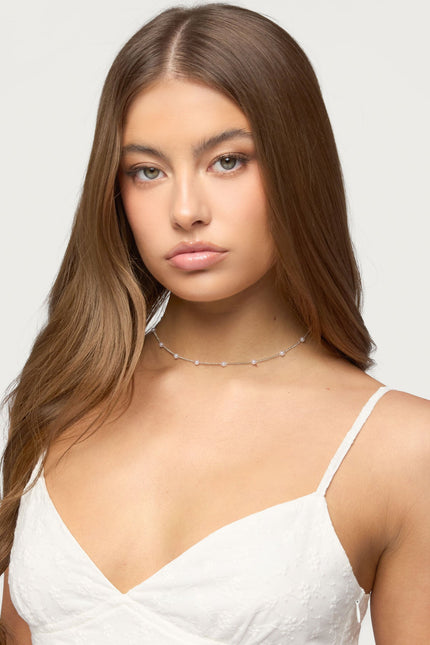 Spaced Out Pearly Necklace - Silver