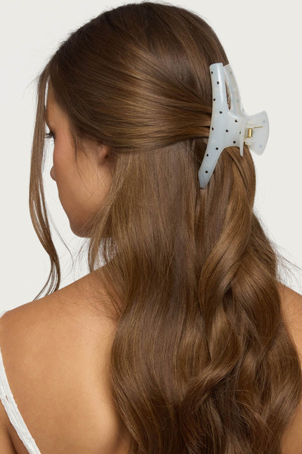 Polka Dot Hair Clip - Ivory