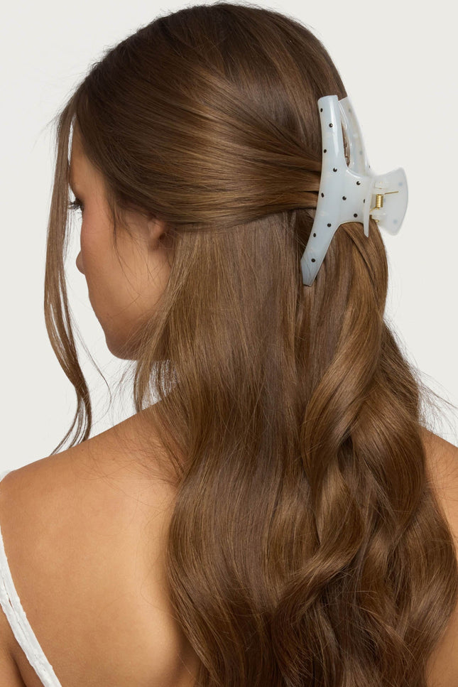 Polka Dot Hair Clip - Ivory