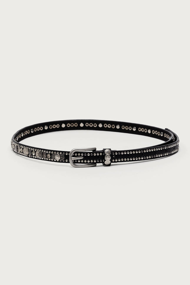 Get Studded Faux Leather Belt - Black