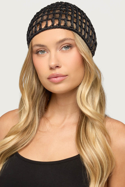 Lulu Crochet Beanie - Black