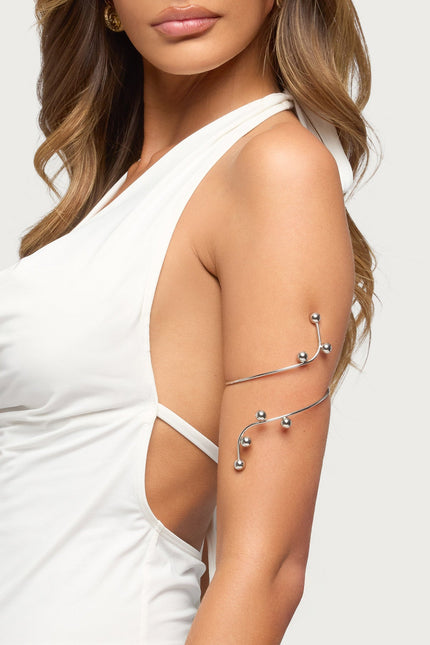 Drop Bead Wrapped Arm Cuff - Silver