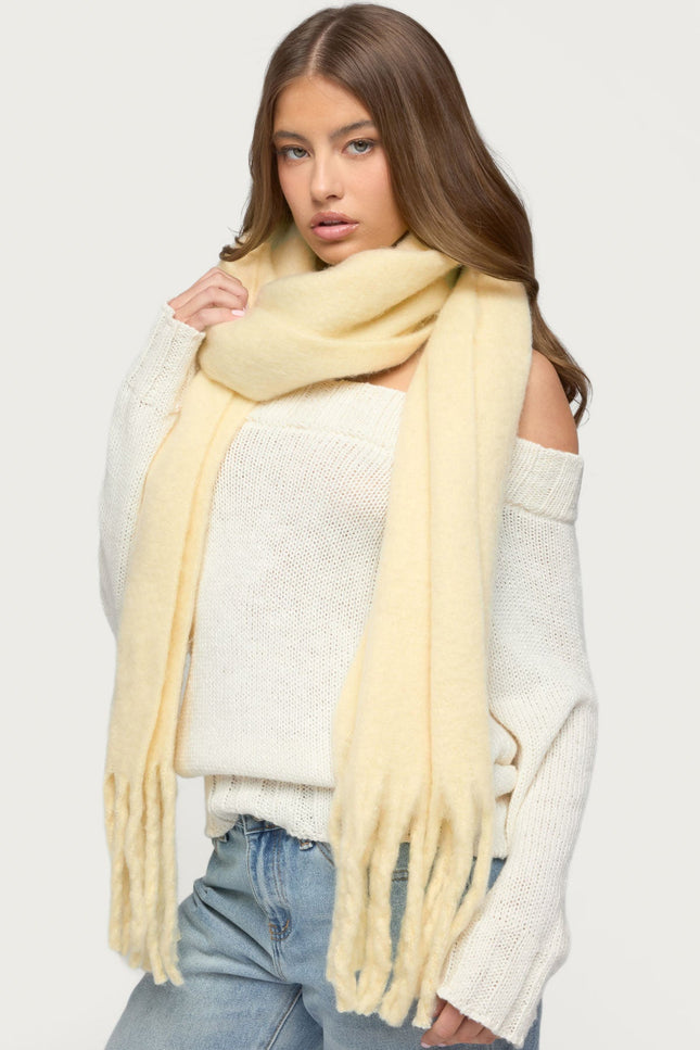 Fringed Chunky Scarf - Yellow