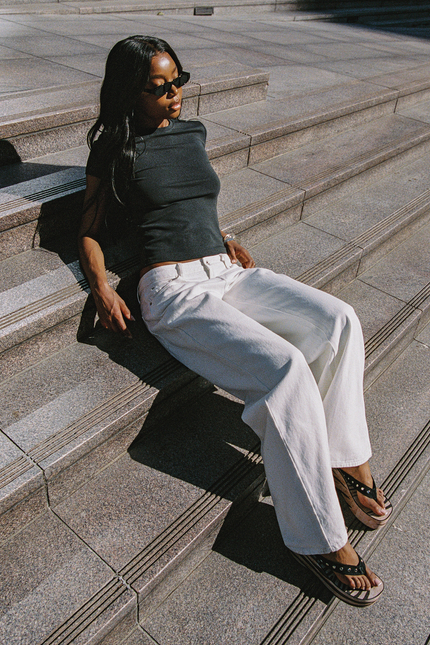 Roman Low Rise Baggy Jeans - White