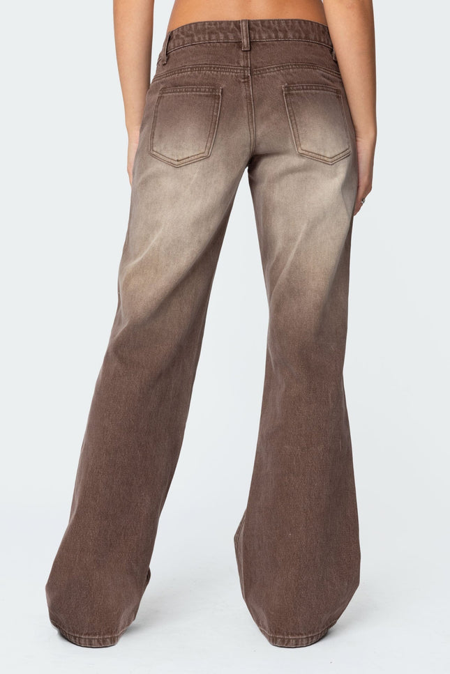 Alysse Washed Low Rise Baggy Jeans - Brown Washed