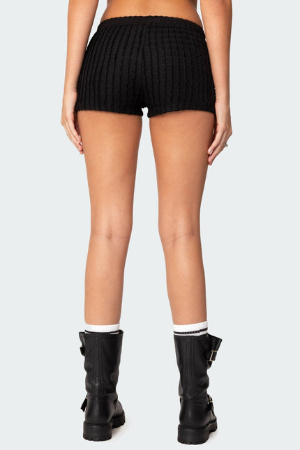 Phoebe Textured Knit Shorts - Black