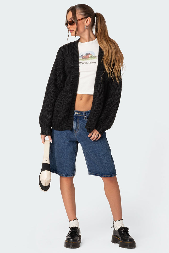 Anina Oversized Knit Cardigan - Black