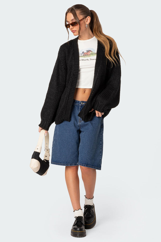 Anina Oversized Knit Cardigan - Black