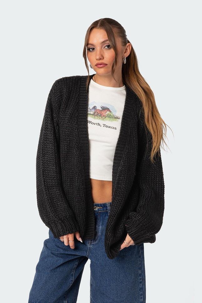 Anina Oversized Knit Cardigan - Black