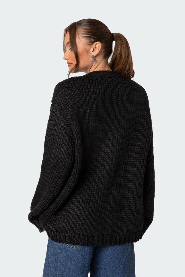 Anina Oversized Knit Cardigan - Black